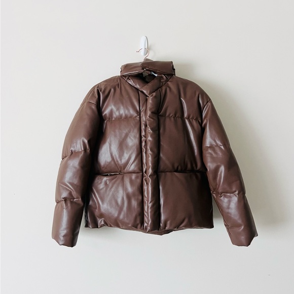 Duck Feather Brown Puffer Jacket - Picture 2 of 6